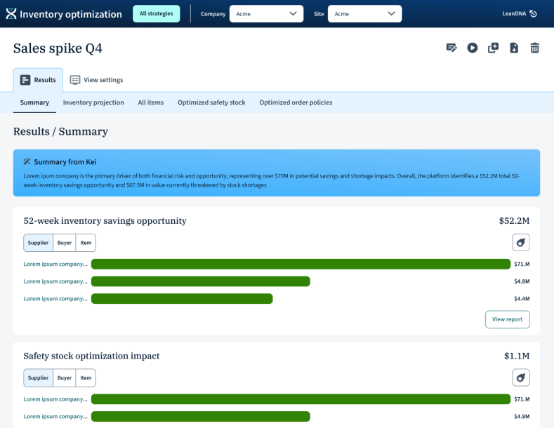 Inventory optimization platform