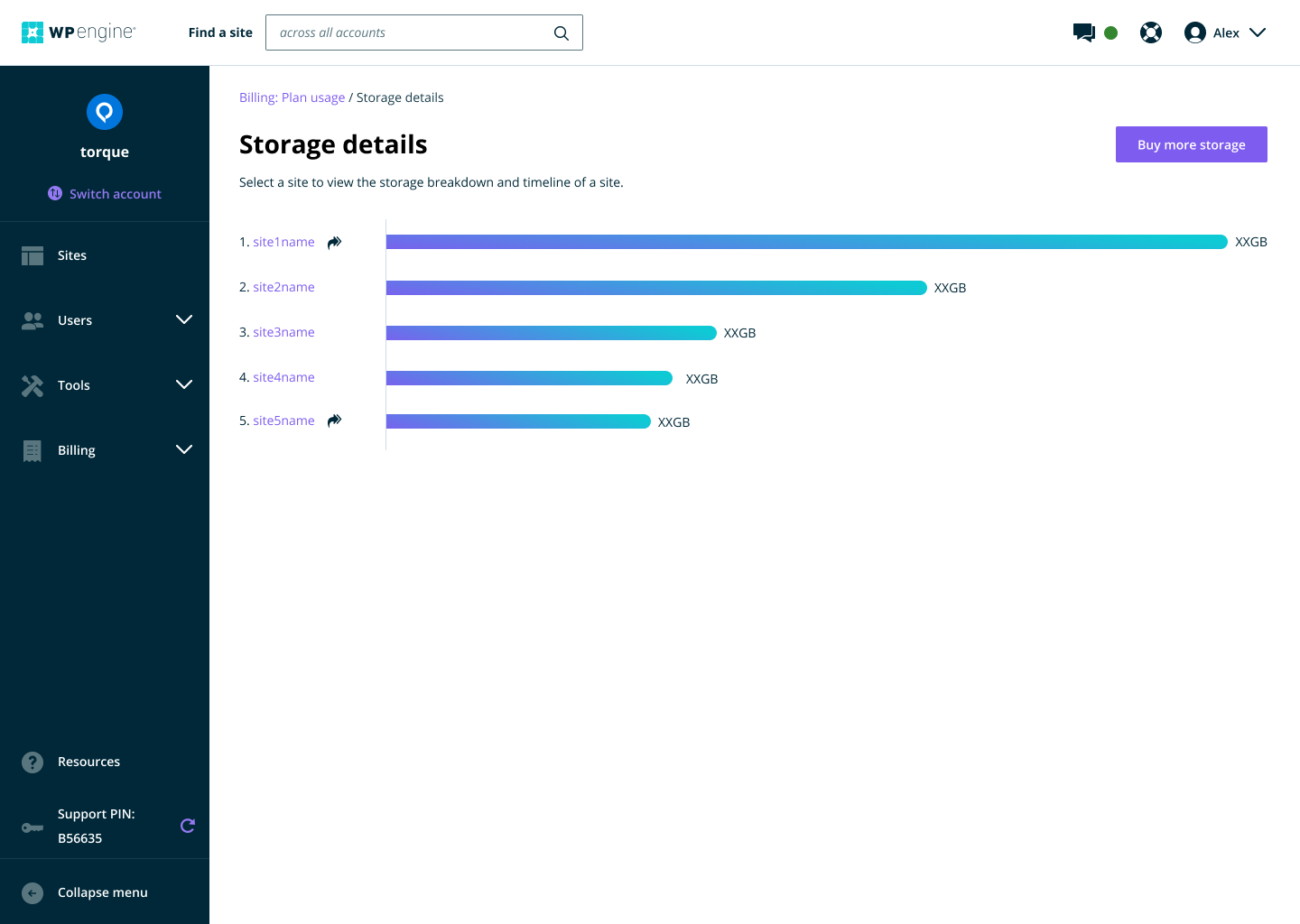 Plan storage details